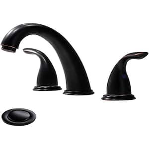 2-Handle 8 in. Widespread Bathroom Faucet with Pop Up Drain and Valve by phiestina-black