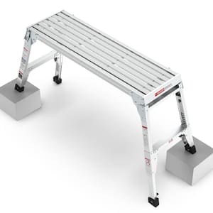 3.25 ft. Aluminum Folding Portable Work Platform, 225 lb. Load Capacity, Large Size Step Stool with Telescopic Feet