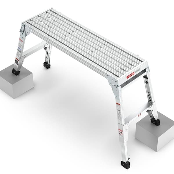 Misopily 3.25 ft. Aluminum Folding Portable Work Platform, 225 lb. Load Capacity, Large Size Step Stool with Telescopic Feet