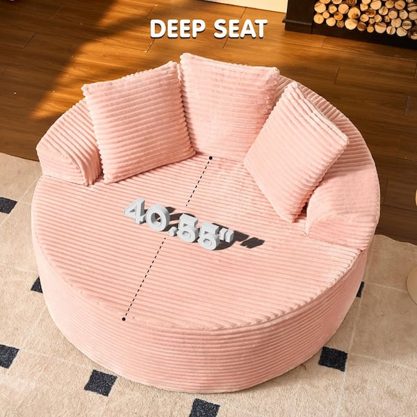 Allwex MIU 59 in. Modern Wide Square Arm Plush Corduroy Round Sofa
