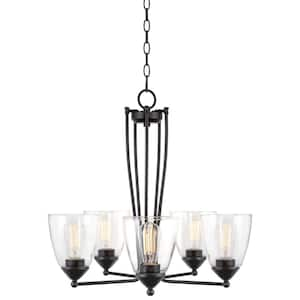 Charleston 60-Watt 5-Light Black Modern Chandelier, No Bulb Included