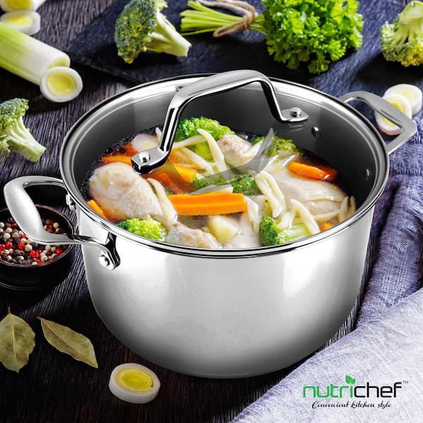 NutriChef Heavy Duty 8 Quart Stainless Steel Soup Stock Pot with Lid (4  Pack), 1 Piece - Fry's Food Stores