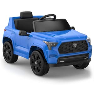 12V 7AH Kids Ride on Car Remote Control Powered Electric, LED Lights, Open Doors, Safety Belt, AUX Port, Blue