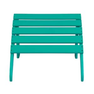 District Turquoise Outdoor Plastic Adirondack Chair Folding Ottoman