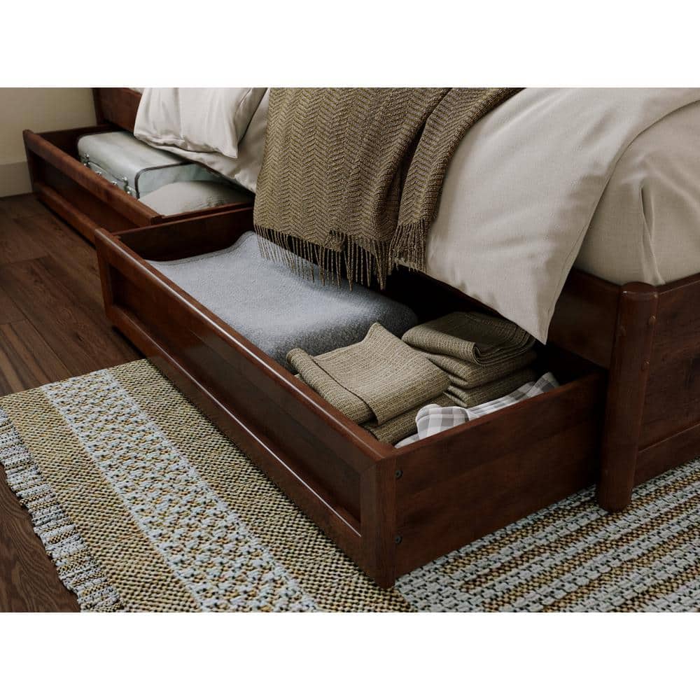 Lylah Dark Walnut King Platform Bed with Storage Drawers