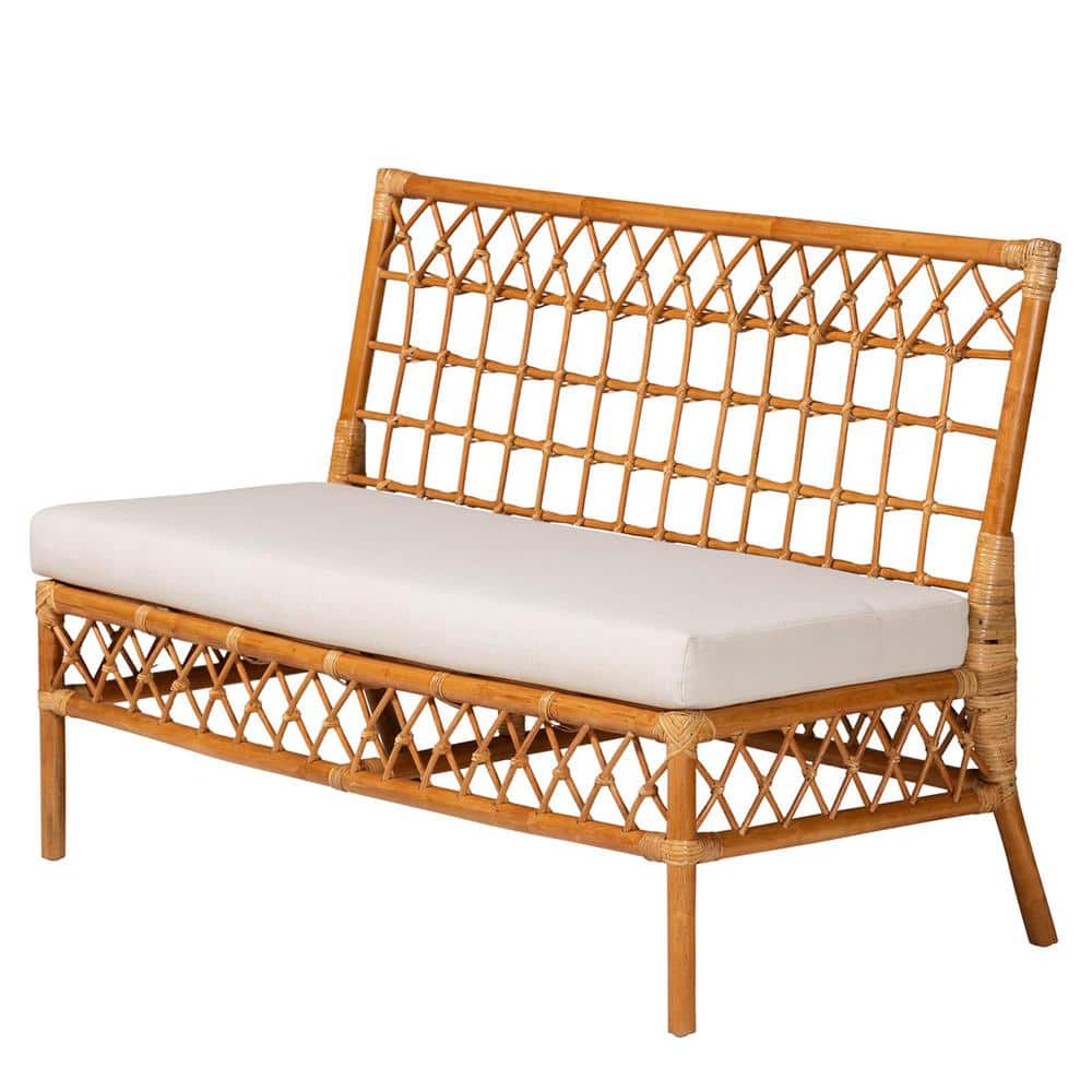 Adora Honey Rattan and Rubberwood 4-Piece Dining Nook Set