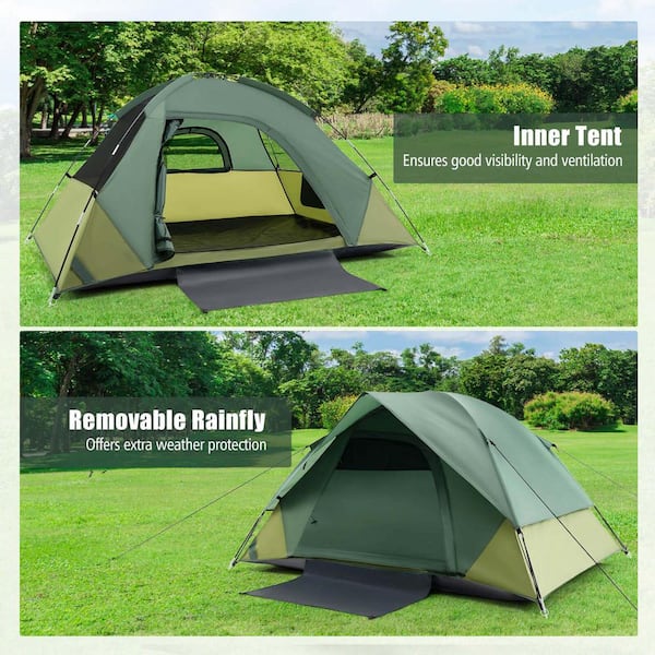 backpacking tents for ventilation and rain Costway 2-Person Fabric Lightweight Camping Tent with Removable Rain Fly  Carrying Bag HCST01894