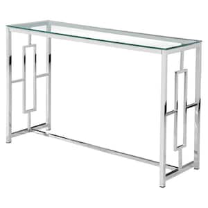 Yasmin 47 in. Silver Rectangle Glass Console Table