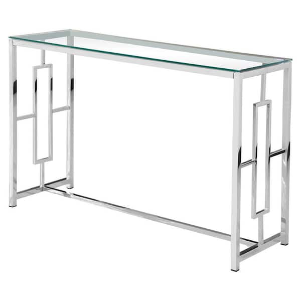 Best Master Furniture Yasmin 47 in. Silver Rectangle Glass Console Table