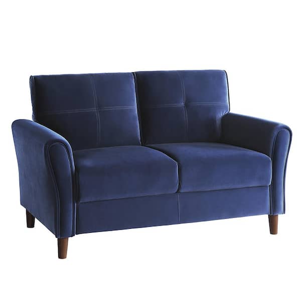 Lazzara Halton 57 in. W Blue Velvet Loveseat