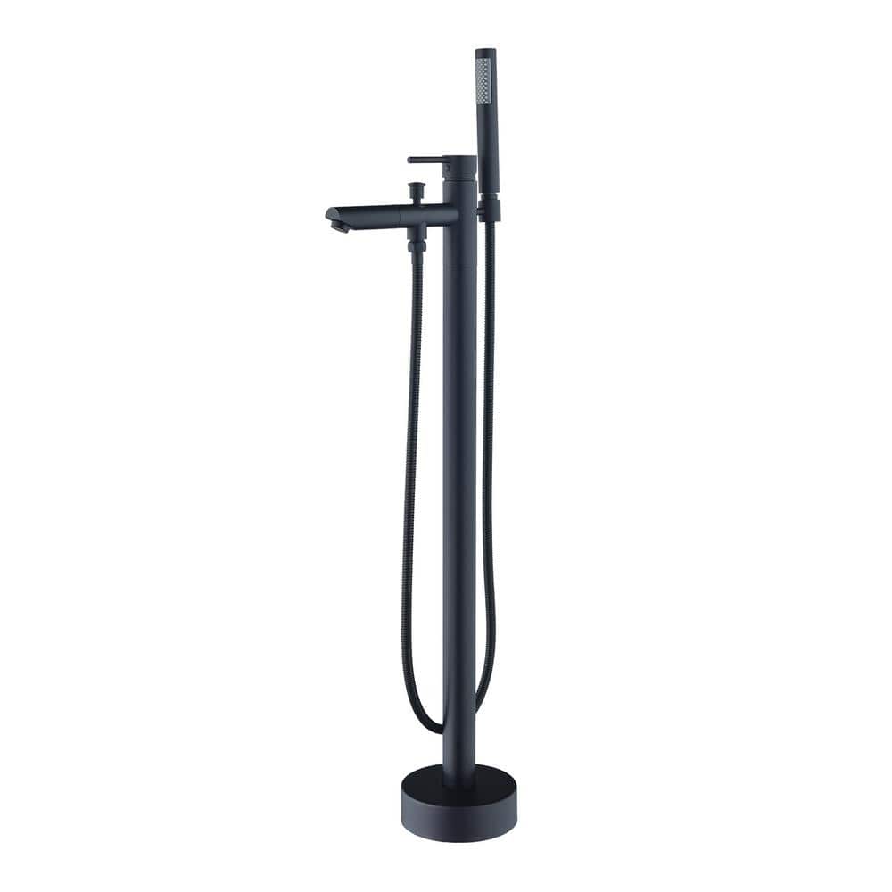 Matte Black Freestanding Tub Filler with Handshower