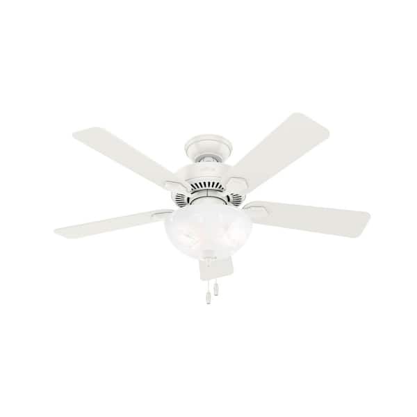 Hunter Swanson 44 In Integrated Led Indoor Fresh White Ceiling Fan With Glass Bowl 50905 The Home Depot - Black Ceiling Fan With Light Menards