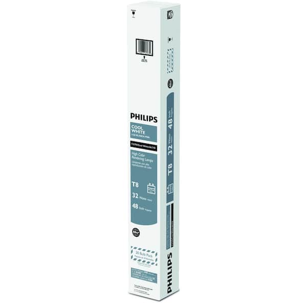 Philips 32-Watt 4 ft. Linear T8 Fluorescent Tube Light Bulb ALTO Bright White (30-Pack)