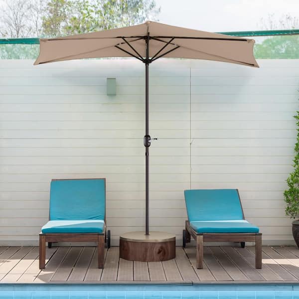 half round market patio umbrella Pure Garden with Easy Crank Compact 9ft Semicircle Outdoor Shade Canopy for Balcony, Porch, or Deck (Terracotta) : Patio, Lawn & Garden term use. Beverly Coastal Half Patio Umbrella,