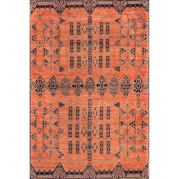 nuLOOM Quincy Cotton-Blend Traditional Rust 8 ft. x 10 ft. Area Rug