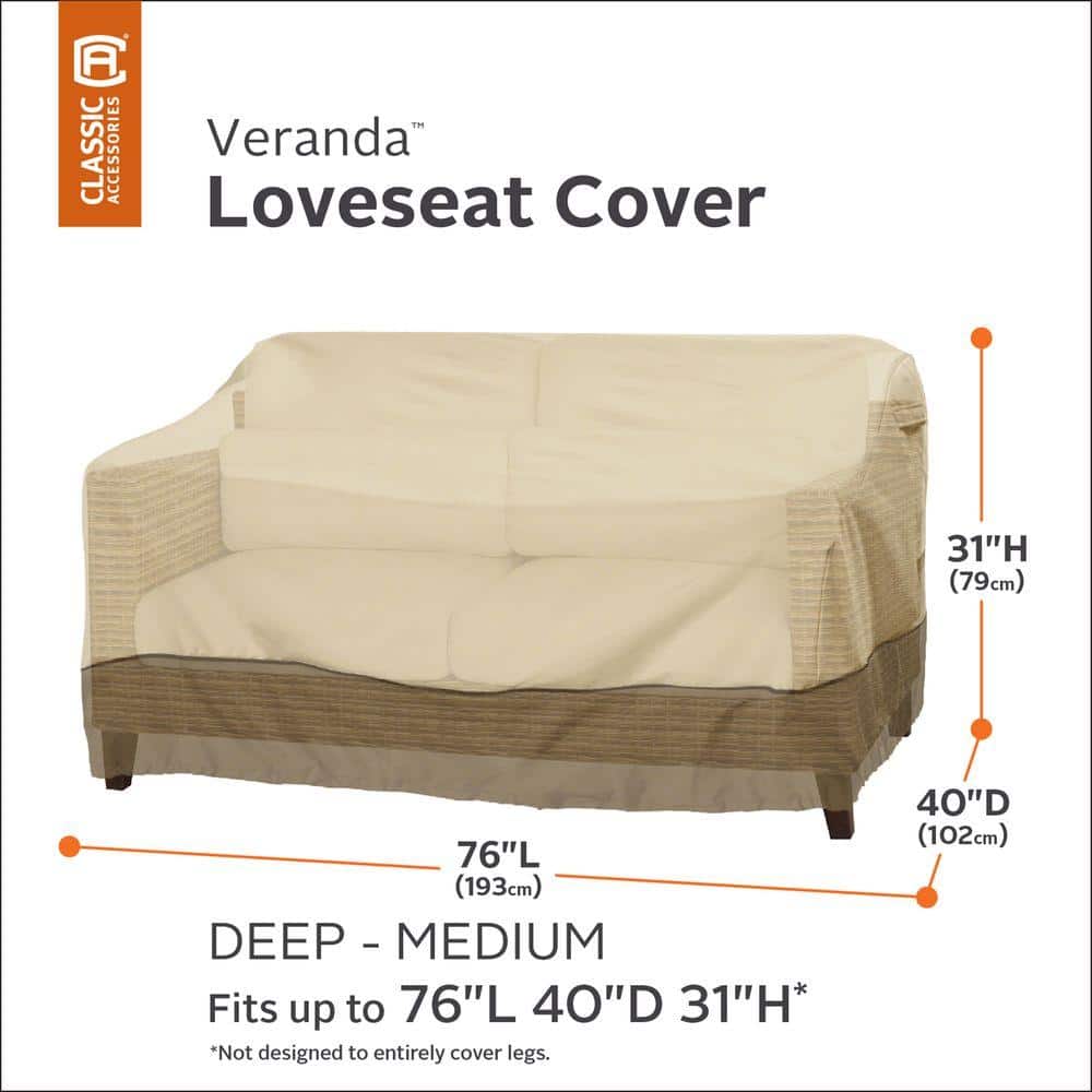 Medium Tan and Brown Water-Resistant Patio Sofa Cover
