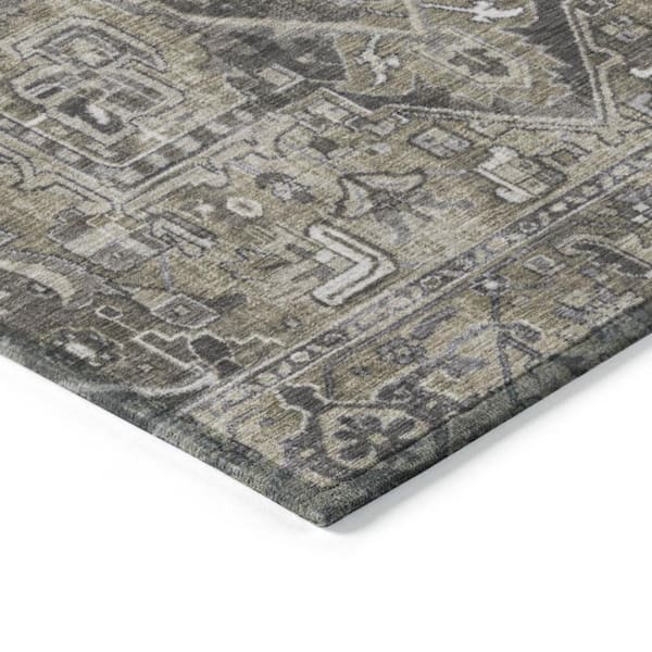 Taupe and Dark Taupe 2 ft. x 8 ft. Woven Oriental Runner Indoor/Outdoor Area Rug