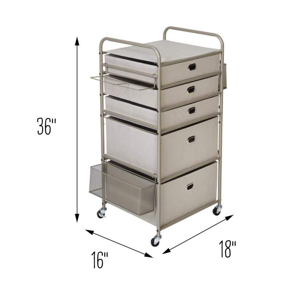 Gray 5-Tier Steel Rolling Craft Storage Cart