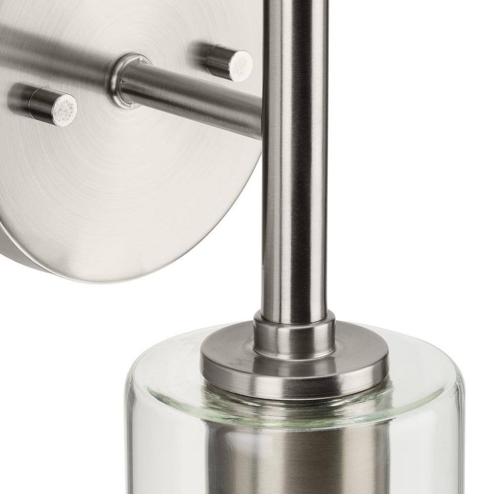 Cofield Brushed Nickel 2-Light Wall Sconce with Cylindrical Glass Shades