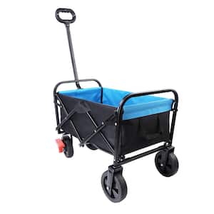 4 cu. ft. Foldable Fabric Garden Cart Outdoor Collapsible Moving Trailer Beach Cart with Big Wheels, Brakes