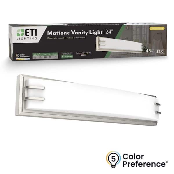 24 in. MATTONE Brushed Nickel LED Vanity Lighting Fixture 25-Watt 1800 Lumens 2700K-5000K Dimmable