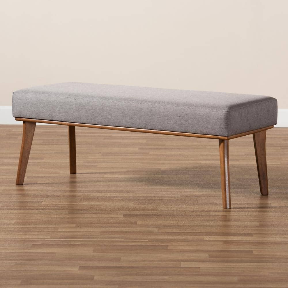 Odessa 47'' Walnut Brown Mid-Century Modern Upholstered Dining Bench