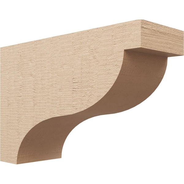 Ekena Millwork Classic Series 3 8 in. x 24 in. x 16 in. Garner Rough Cedar Woodgrain Timberthane Polyurethane Corbel in Primed Tan