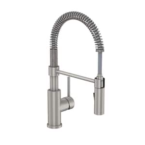 Garrick Single-Handle Spring Sprayer Kitchen Faucet with Dual Function Sprayhead in Brushed Nickel