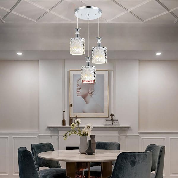 OUKANING 11.81 in. 3-Light White Modern Island Pendant Light