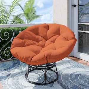 Patio Wicker Outdoor Papasan Lounge Chair with Orange Cushion