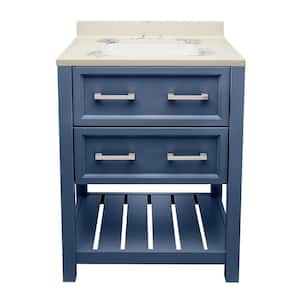 Tremblant 25 in. W x 19 in. D x 36 in. H Bath Vanity in Navy Blue with Carrara Cultured Marble Top