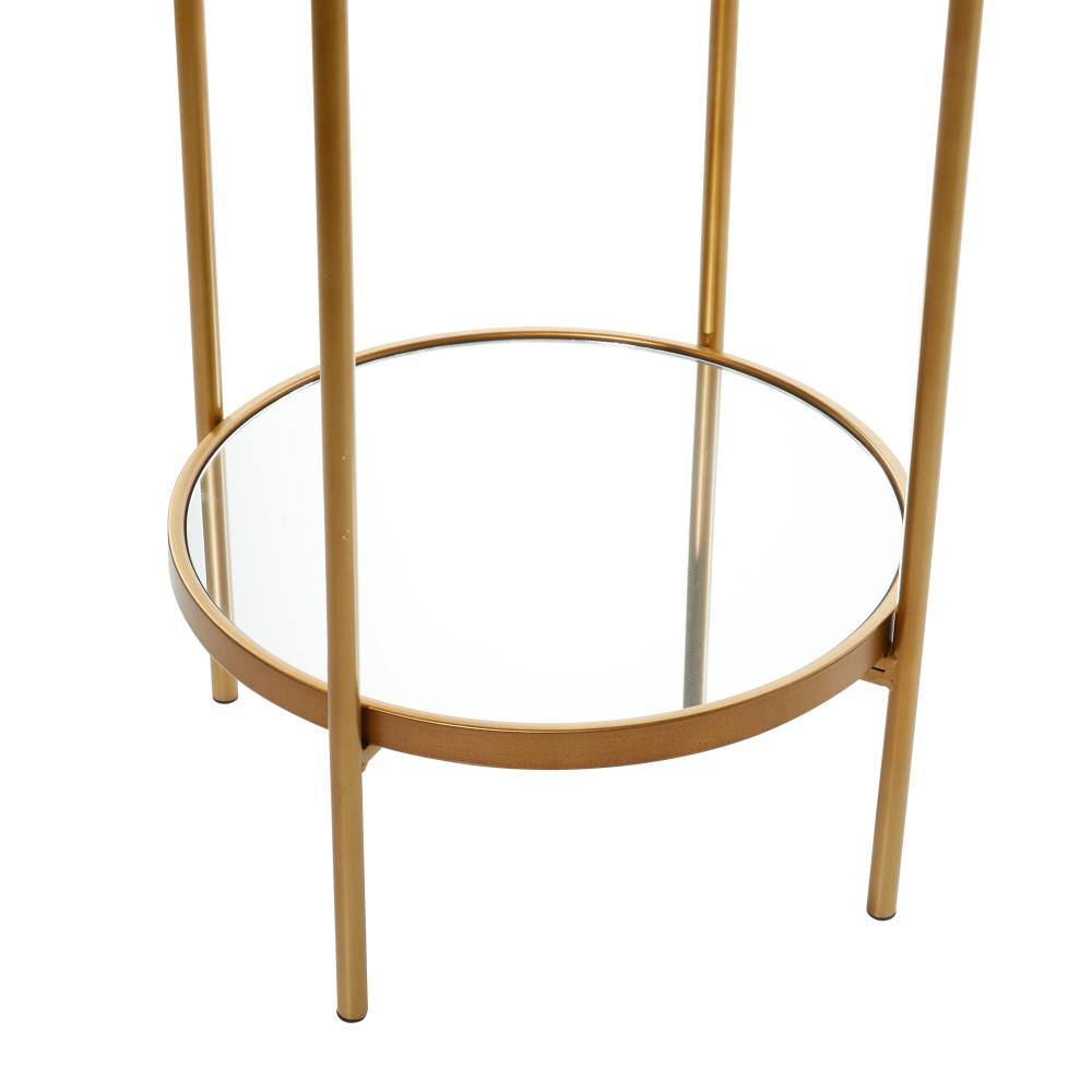 Gold Metal 3-Tier Shelving Unit with Mirror Shelves