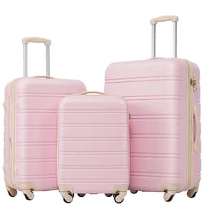 Light Pink 3-Piece Expandable ABS Hard side Spinner Luggage Set with TSA Lock