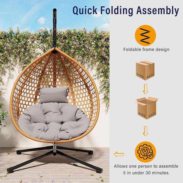 39 in. W x 42 in. D x 76 in H 1-Person HDPE Hanging Egg Chair