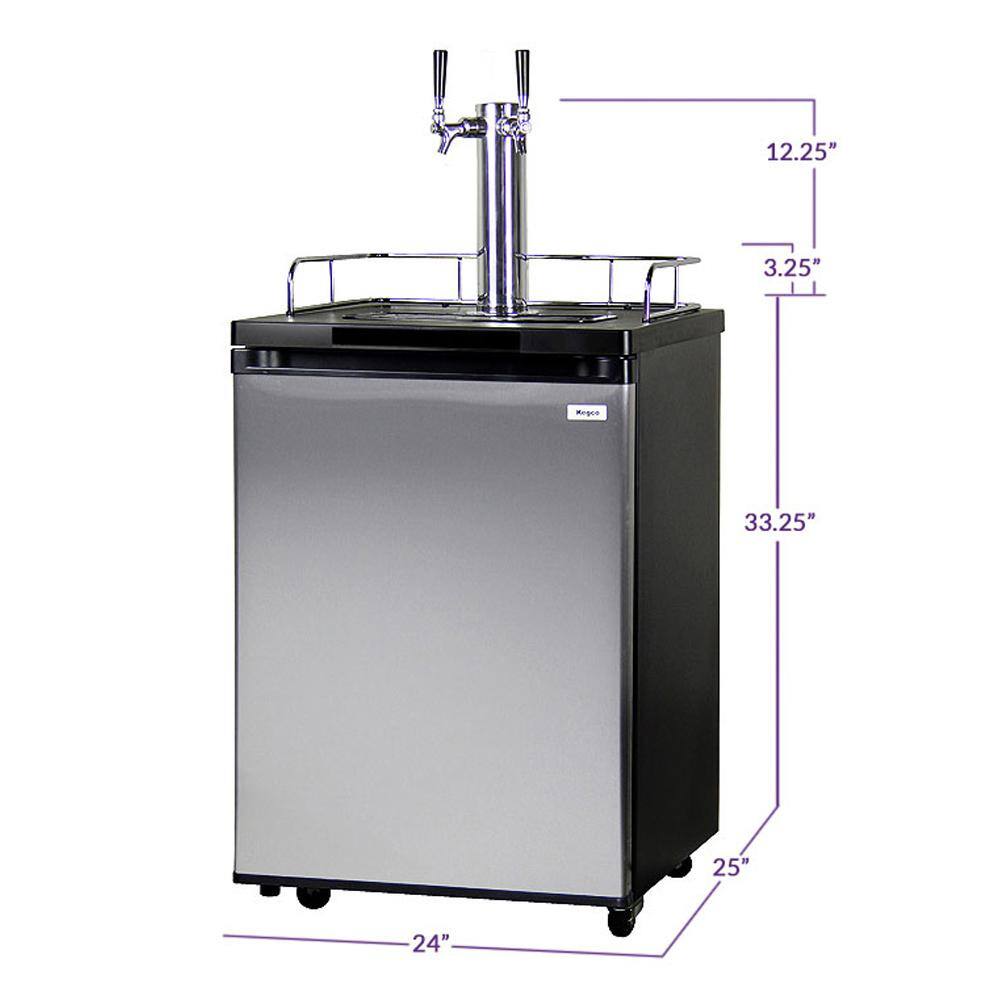 Stainless Steel Dual Tap Freestanding Kegerator with Adjustable Temperature