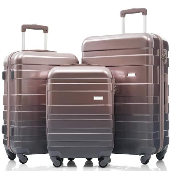 Lightweight Durable 3-Piece Golden ABS Hardshell Spinner Luggage Set with TSA Lock
