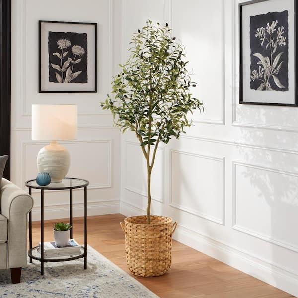StyleWell 6ft Faux Olive Tree in White Pot