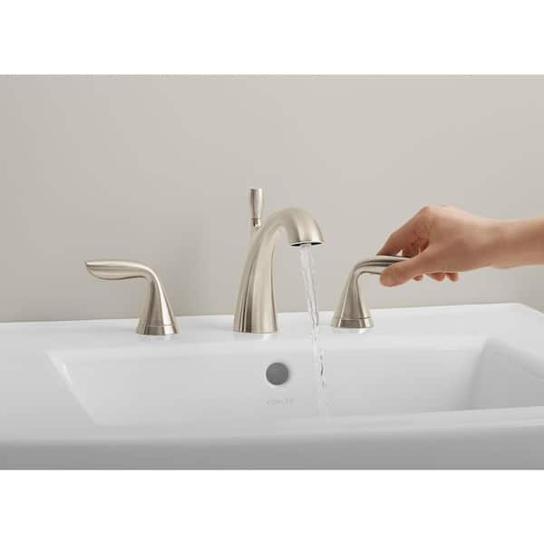 Kohler Williamette 8 In Widespread 2 Handle Bathroom Faucet With Drain In Vibrant Brushed Nickel K R99901 4d1 Bn The Home Depot