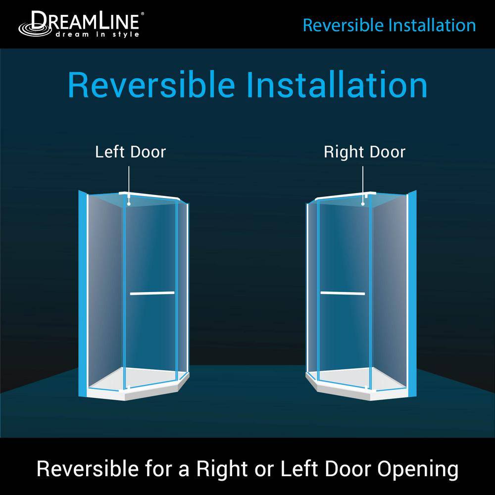 DreamLine Frameless Neo-Angle Pivot Shower Enclosure with Brushed Nickel Finish