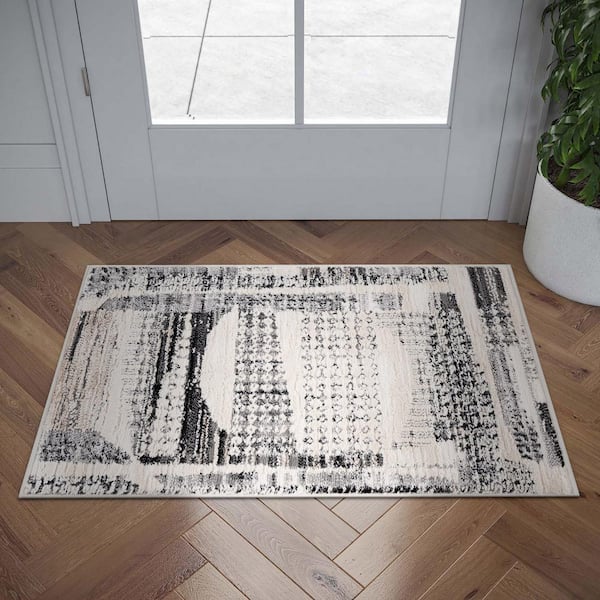 Alpha Gray 2 ft. x 3 ft. Abstract Indoor Area Rug