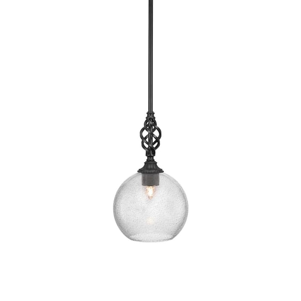 Bridgewater 100 W 1-Light Matte Black Standard Mini Pendant Light with Glass Shade