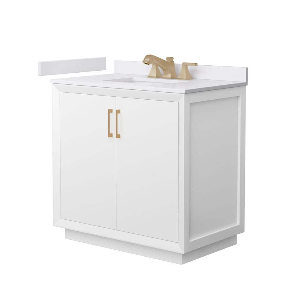 Strada 36 in. Single Freestanding White Bath Vanity with White Cultured Marble Top Assembled price history on PriceWatchPro