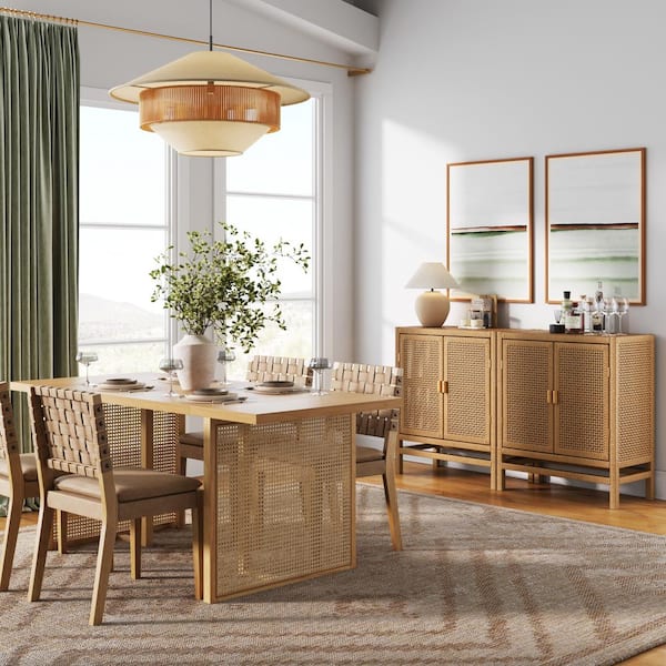 Nathan James Tanner Boho Bamboo Rattan 37 in. TV Stand or Accent