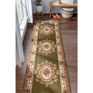 Timeless Le Petit Palais Green 2 ft. 7 in. x 12 ft. Traditional Runner Rug