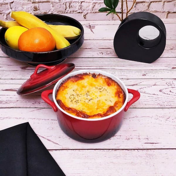 JFVKAF 6-Piece Round Ceramic Mini Cocotte Set Stoneware Casserole
