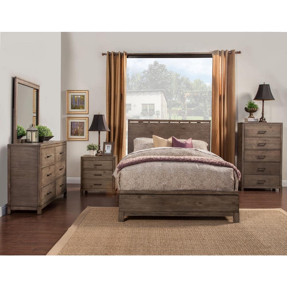 Sydney Transitional 2-Drawer Nightstand in Gray/Brown Mahogany