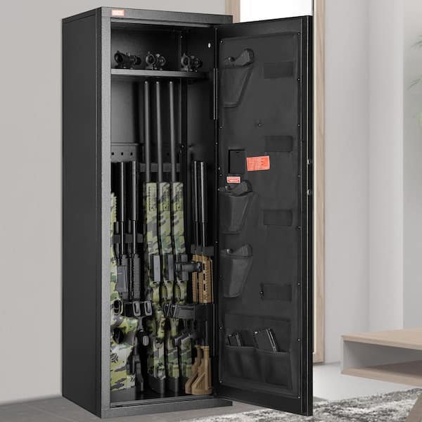 8-10 Rifles Gun Safe, 54.33 in. Black backpack, Quick Access Gun Storage Cabinet with Removable Shelf Assembly Required