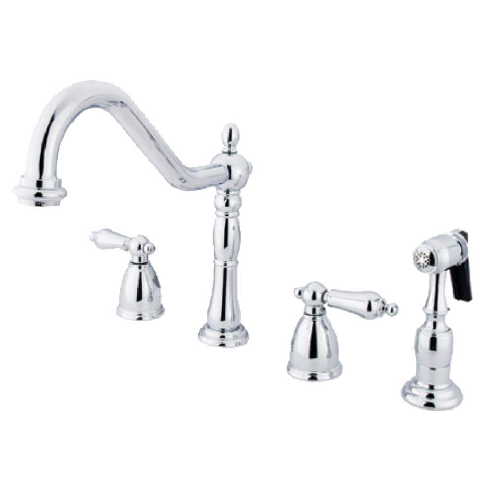 Heritage 2-Handle Standard Kitchen Faucet with Side Sprayer in Polished Chrome