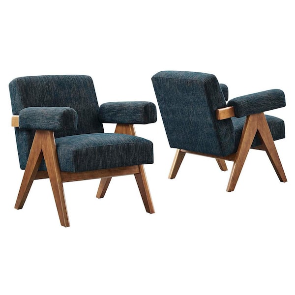 MODWAY Lyra Fabric Armchair - Set of 2 in. Azure Fabric