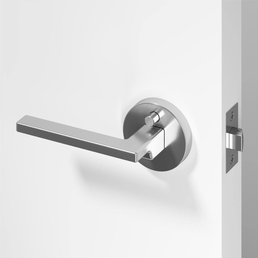Dune Metal Chrome Privacy Bed/Bath Flat Door Handle with Push Button and Round Rosette price history on PriceWatchPro